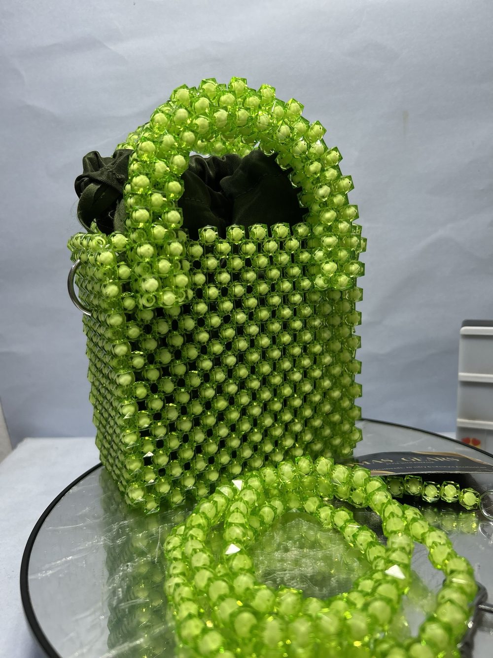 Verdant Beaded Tote in lime